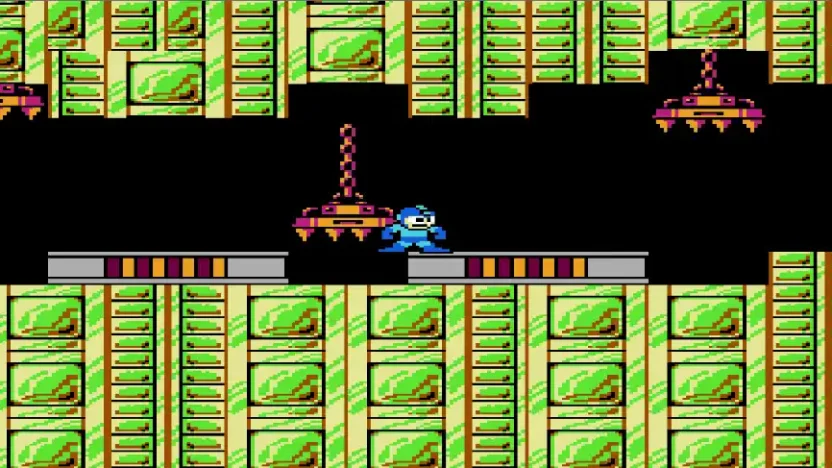 Pixel art gameplay scene showing clear character readability and repeated environment tiles