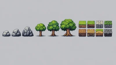 Pixel art object comparison showing different visual approaches for gameplay readability